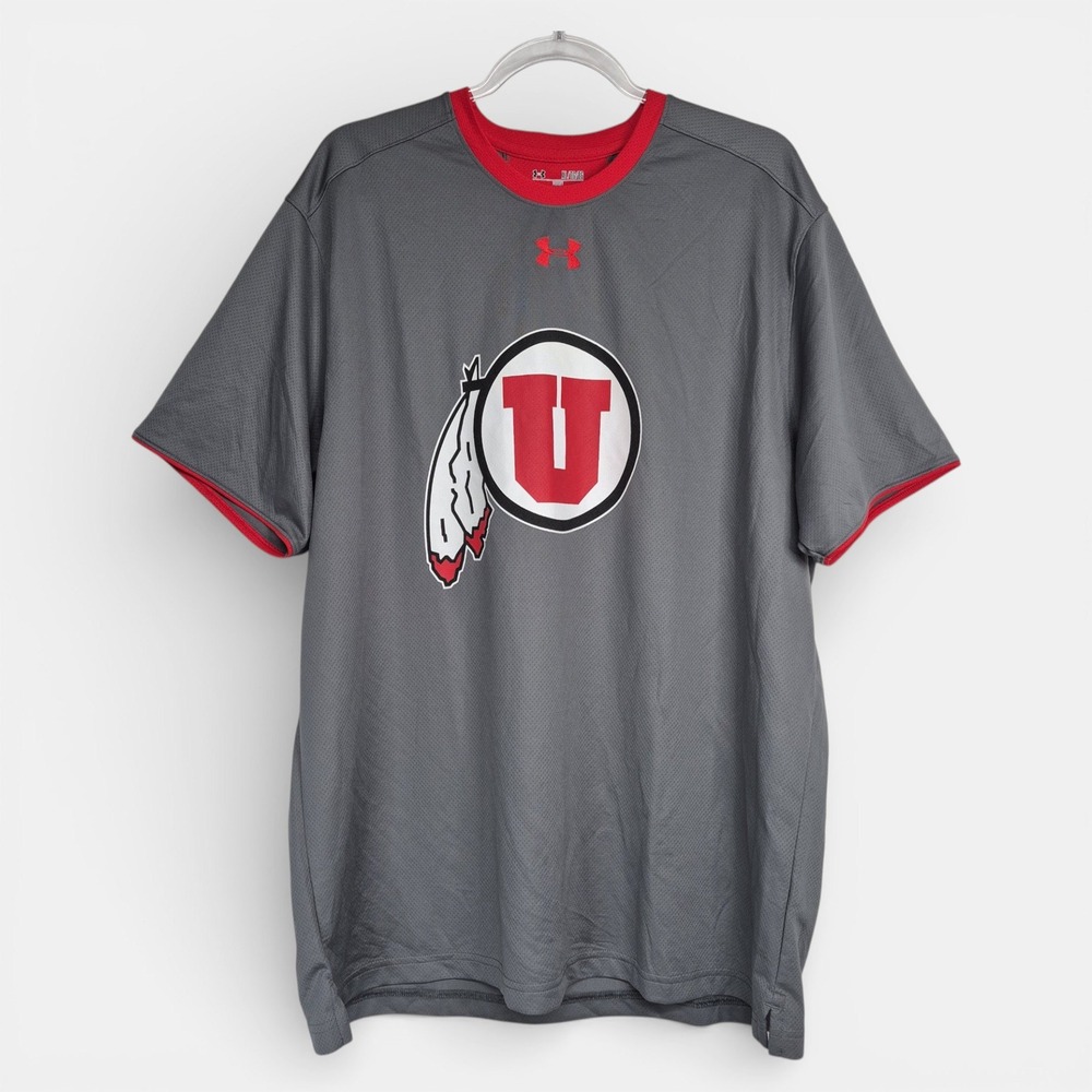 Under‎ Armour Mens XL University of Utah Utes HeatGear T-Shirt Gray 1260139